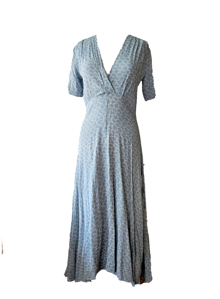 Stanwyck Dress-Pale Blue Zig Zag Ditsy