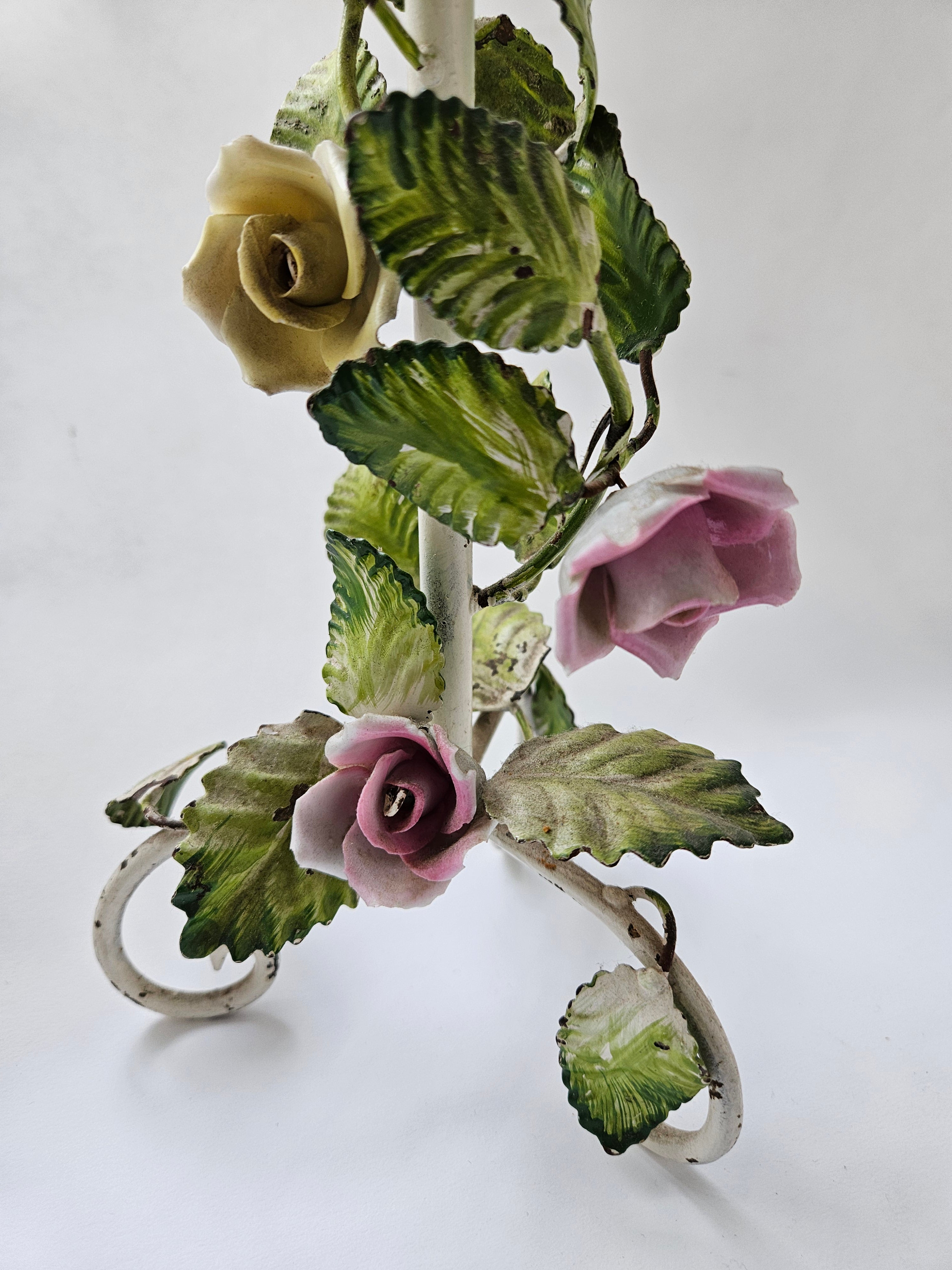 Vintage Florentine Tolle floral candlestick