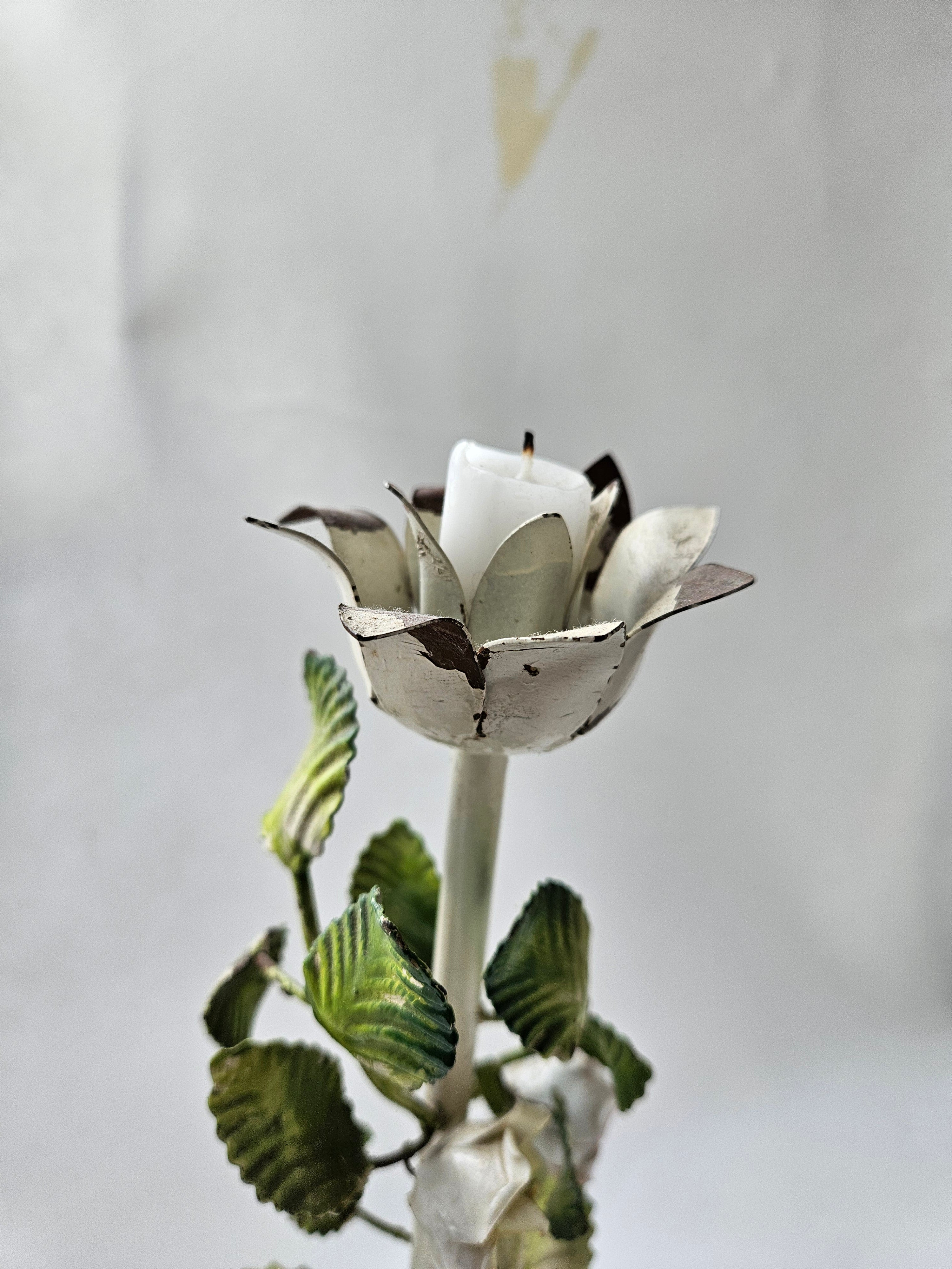 Vintage Florentine Tolle floral candlestick