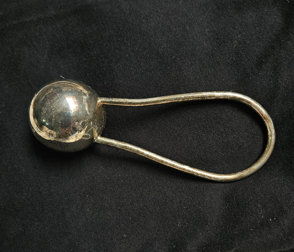 Silver Baby Rattle- loop and ball shape