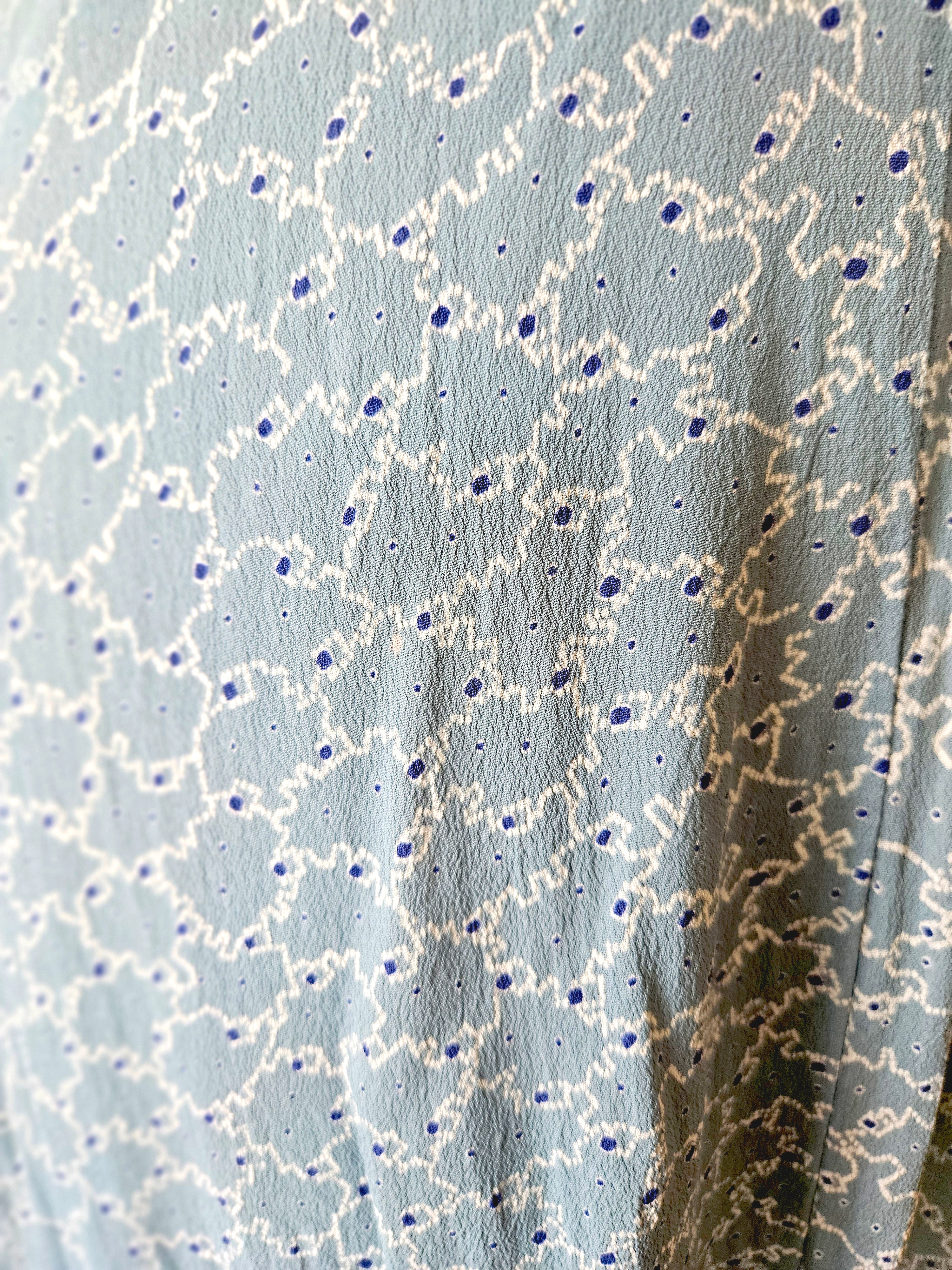 Stanwyck Dress-Pale Blue Zig Zag Ditsy