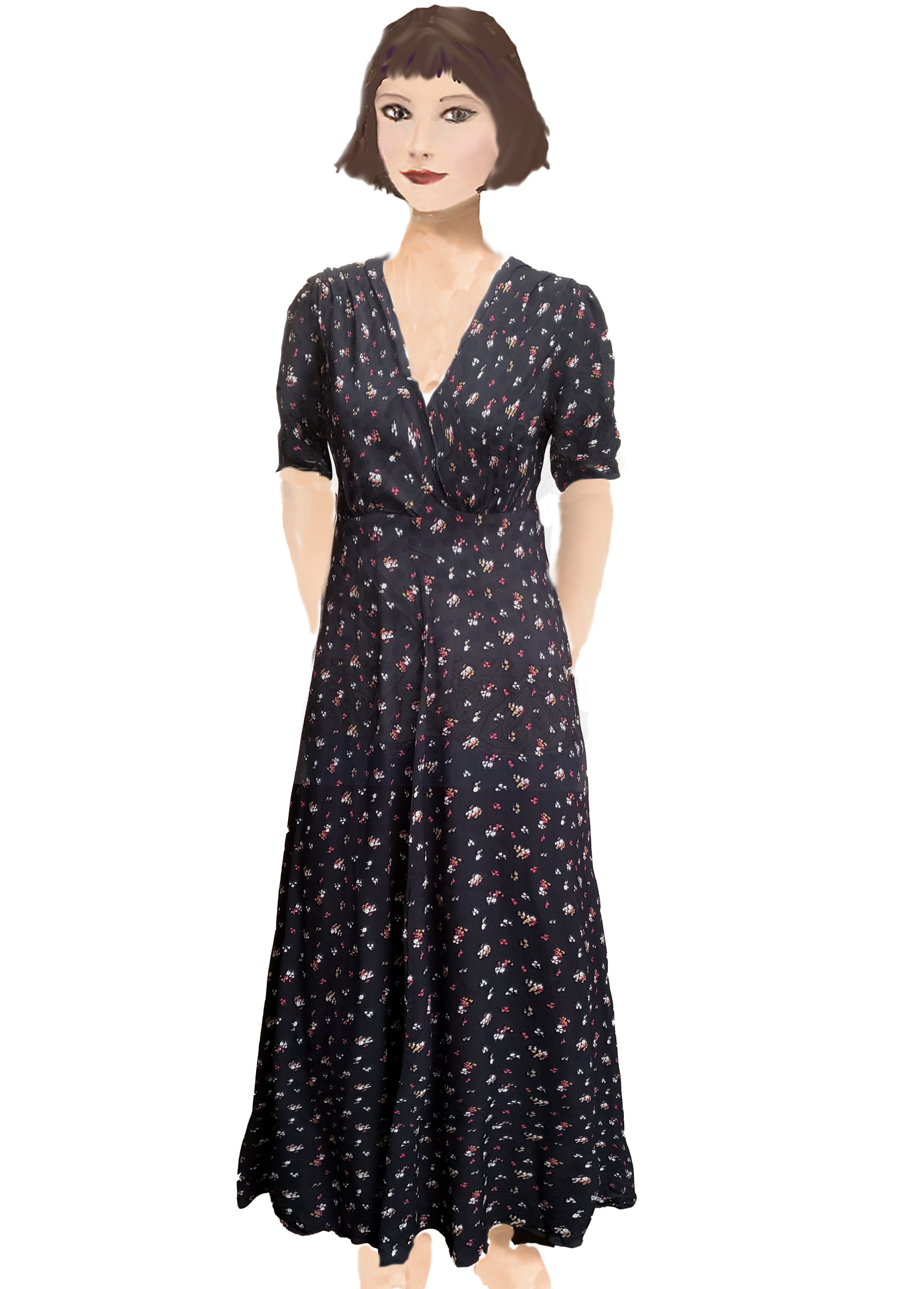 Stanwyck dress- Spaced Black Ditsy