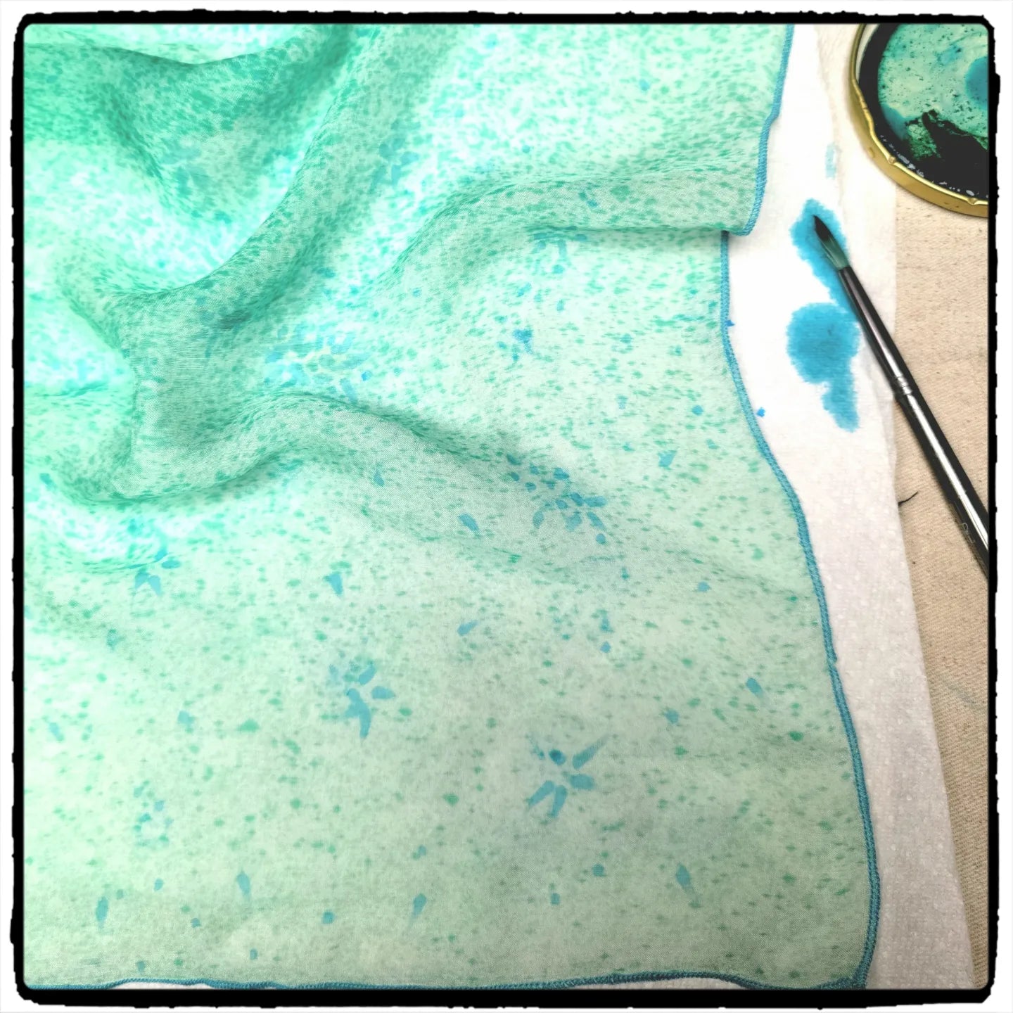 Hand-painted silk mousseline scarf