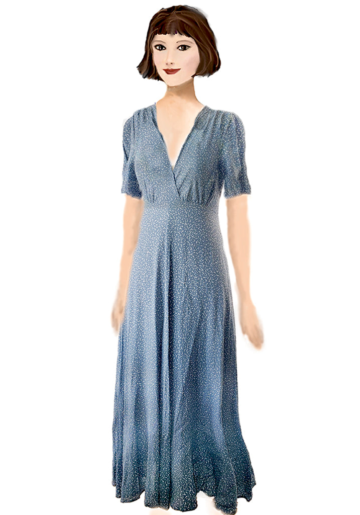 Stanwyck Dress-Pale Blue Mini Dot