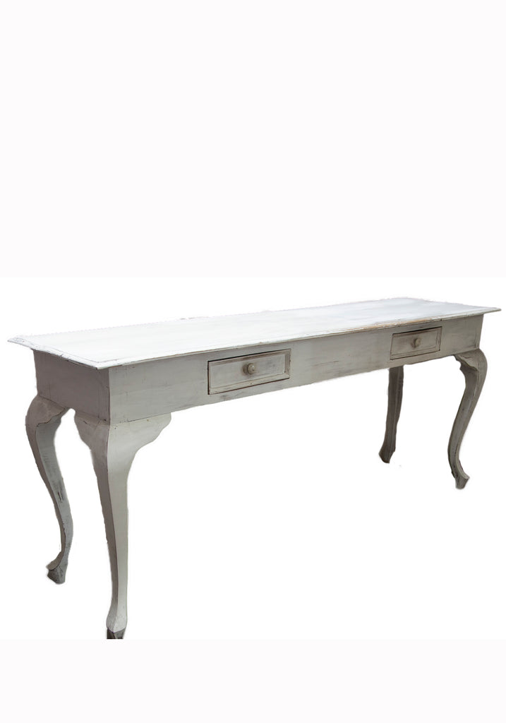 Long, Whitewashed French Side Table