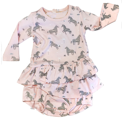 Organic Cotton Wild Horses Ruffle top and Bloomers